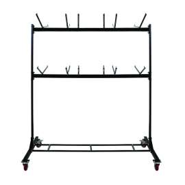 Steel Folding Chair Two-Tier Utility Cart, Metal, 1,000 lb Capacity, 33 x 65 x 68.5, Black