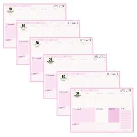 Weekly Planner Pad, 8.27 x 11.61, Pink Cover, 12-Month, Undated, 6/Pack