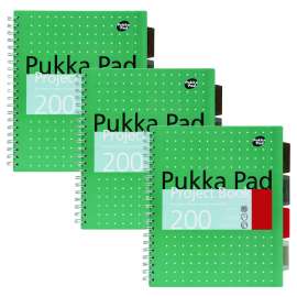 Letter Size Project Book, 5-Subject, Medium/College Rule, Metallic Green with White Dots Cover, (100) 11 x 8.5 Sheets, 3/Pack