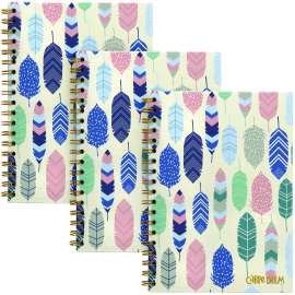 B5 Size Notebook, 1 -Subject, Medium/College Rule, Design Cover, (80) 9.8 x 6.9 Sheets, 3/Pack