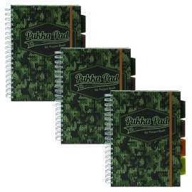 B5 Size Project Book, 4-Subject, Medium/College Rule, Black/Green Camo Knit Cover, (100) 9.8 x 6.9 Sheets, 3/Pack