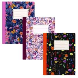 Composition Book, Medium/College Rule, Assorted Bloom Covers, (70) 9.75 x 7.5 Sheets, 3/Pack
