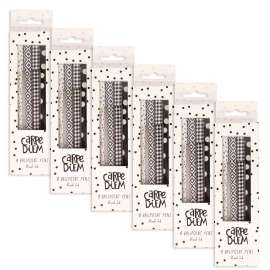 Carpe Diem Ballpoint Pen, Stick, Medium 0.7 mm, Black Ink, Assorted Black Collection, 4 Pens/Pack, 6 Packs/Box