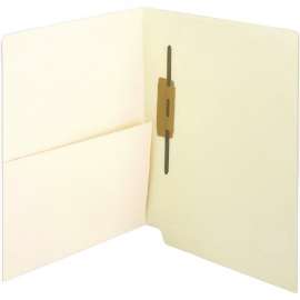 End Tab Fastener Pocket Folder, 1 Horizontal Fastener, Letter Size, Manila Exterior, 50/Box
