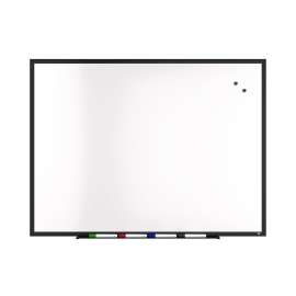Magnetic Steel Dry Erase Board, 36" x 48", White Surface, Black Aluminum Frame