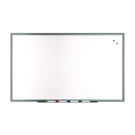 Magnetic Porcelain Dry Erase Board, 60" x 36", White Surface, Gray/Natural Aluminum Frame