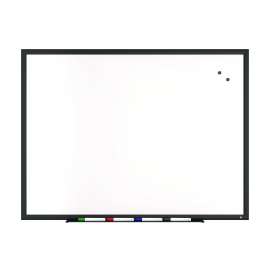 Magnetic Porcelain Dry Erase Board, 48" x 36", White Surface, Black Aluminum Frame