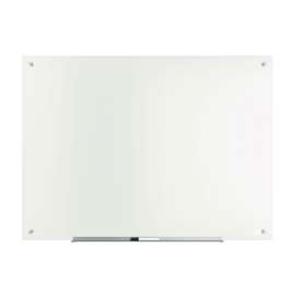 Tempered Glass Dry Erase Board, 48" x 36", White Surface