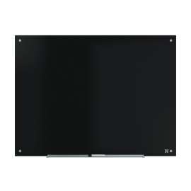 Tempered Glass Dry Erase Board, 48" x 36", Black Surface