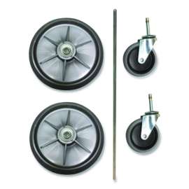 8" Ball Bearing Wheel and 4" Swivel Stem Caster Kit with Axle for Microfiber Cleaning Cart, (2) Wheels, (2) Casters