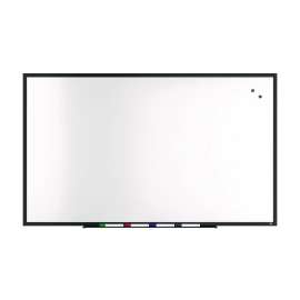 Magnetic Steel Dry Erase Board, 36" x 60", White Surface, Black Aluminum Frame