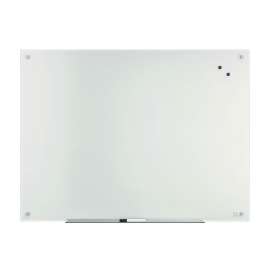 Magnetic Tempered Glass Dry Erase Board, 48" x 36", White Surface