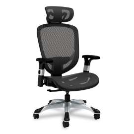Minerva Ergonomic Mesh Swivel Task Chair, Supports Up to 275 lb, 17.24 to 20.98 Seat Height, Black Seat/Back, Black Base