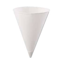 Rolled Rim Paper Cone Cups, 4.5oz, White, 200/Bag, 25 Bags/Carton
