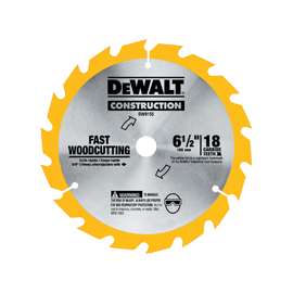 DeWALT DW9155 Circular Saw Blade, 6-1/2 in Dia, Carbide Cutting Edge, 5/8 in Arbor, Steel