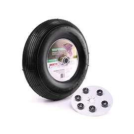 MARTIN WHEEL 406TTRIB32 Wheelbarrow Wheel with Universal Hub, 4 x 6 in Tire, 13 in Dia Tire, Ribbed Tread