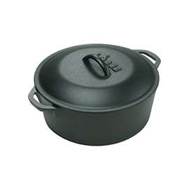 Lodge L10DOL3 Dutch Oven, 7 qt Capacity, Cast Iron, Black, Loop Handle