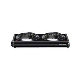 Black+Decker DB1002B Buffet Range, 500/1000 W, 2-Burner, Knob Control, 2-Control, Metal, Black