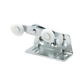 Prime-Line N 6530 Door Roller, 7/8 in Dia Roller, 1/4 in W Roller, Nylon/Steel, Silver, 2-Roller, 75 lb, Top Mounting