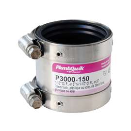 FERNCO P3000-150 Transition Coupling, 1-1/2 in, PVC, SCH 40 Schedule, 4.3 psi Pressure
