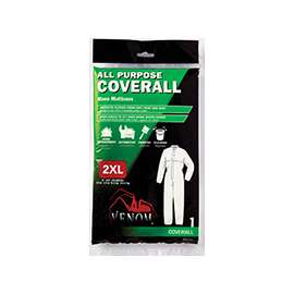 VENOM STEEL VENCV200XXL Coveralls, 2XL, Unisex, Zipper Closure, Fabric, White