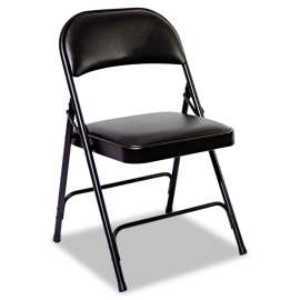 Steel Folding Chair with Two-Brace Support, Graphite Seat/Graphite Back, Graphite Base, 4/Carton