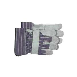 BOSS 4094 Welder Gloves, Men's, L, Wing Thumb, Rubberized Safety Cuff, Blue/Gray