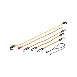 ProSource FH64076 Stretch Cord Set, Polypropylene, Black/Orange, Hook End