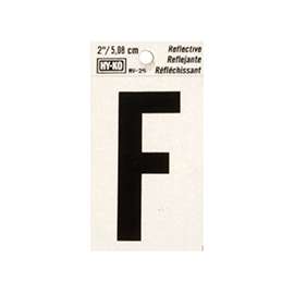 HY-KO RV-25/F Reflective Letter, Character: F, 2 in H Character, Black Character, Silver Background, Vinyl