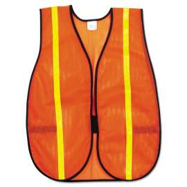 Polyester Mesh Safety Vest, 3/4 in., Lime Green Stripe, One Size Fits All