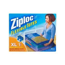 Ziploc 70161 Flexible Tote, 10 gal Capacity, Plastic, Clear, 16 in L, 13 in W