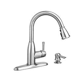 American Standard McKenzie 9012.301.075 Kitchen Faucet with Soap Dispenser, 1-Faucet Handle, 8 in H Spout, Zinc