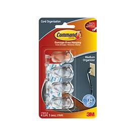 Command 17301CLR Cord Organizer, Plastic, Clear