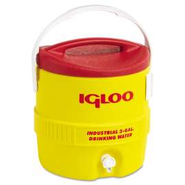 Industrial Water Cooler, 3 gal, Yellow/Red