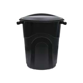 United Solutions TI0040 Trash Can, 20 gal Capacity, Plastic, Black, Snap-On Lid Closure