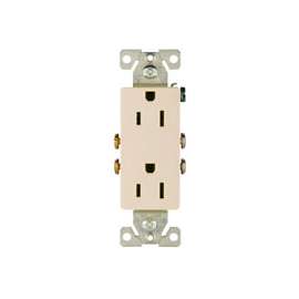 Eaton Wiring Devices 1107LA Duplex Receptacle, 2 -Pole, 15 A, 125 V, Back, Side Wiring, NEMA: 5-15R, Light Almond