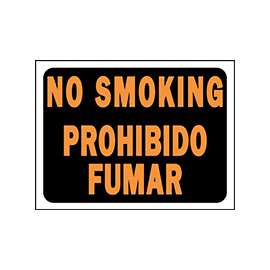 HY-KO Hy-Glo 3069 Identification Sign, Rectangular, NO SMOKING, Fluorescent Orange Legend, Black Background