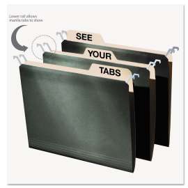 Hanging File Folders with Innovative Top Rail, Letter Size, 1/4-Cut Tab, Standard Green, 20/Pack