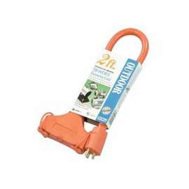 Tri-Source Vinyl Multiple Outlet Cord, 2 ft, 3 Outlets