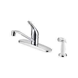 Boston Harbor FS610046CP Kitchen Faucet, 1.8 gpm, 1-Faucet Handle, 4-Faucet Hole, Metal/Plastic, Chrome Plated