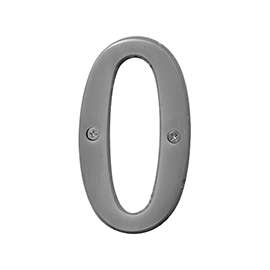 HY-KO Prestige Series BR-43SN/0 House Number, Character: 0, 4 in H Character, Nickel Character, Solid Brass