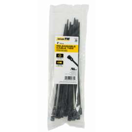 25PK 8" BLK STD Tie
