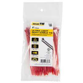 100PK 4" RED LD Tie