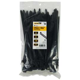 100PK 8" BLK HD Tie
