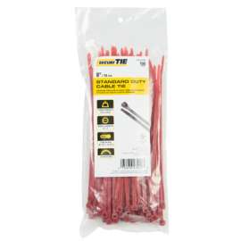 100PK 8" RED STD Tie