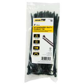 100PK 8" BLK STD Tie