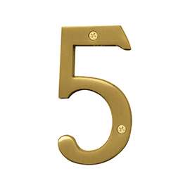 HY-KO Prestige Series BR-43BB/5 House Number, Character: 5, 4 in H Character, Brass Character, Solid Brass