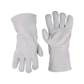 CLC 2089L Welder Gloves, L, Gauntlet Cuff, Wing Thumb, Gray, Leather Palm