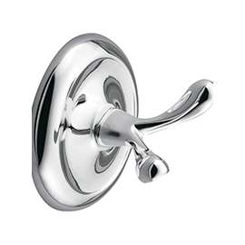 Moen Yorkshire Series 5303CH Robe Hook, 30 lb, 2-Hook, Zinc, Polished Chrome, Screw Mounting