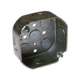 RACO 8125 Octagonal Box, 3.563 in OAW, 1.813 in OAD, 3.563 in OAH, 8 -Knockout, Steel Housing Material, Gray